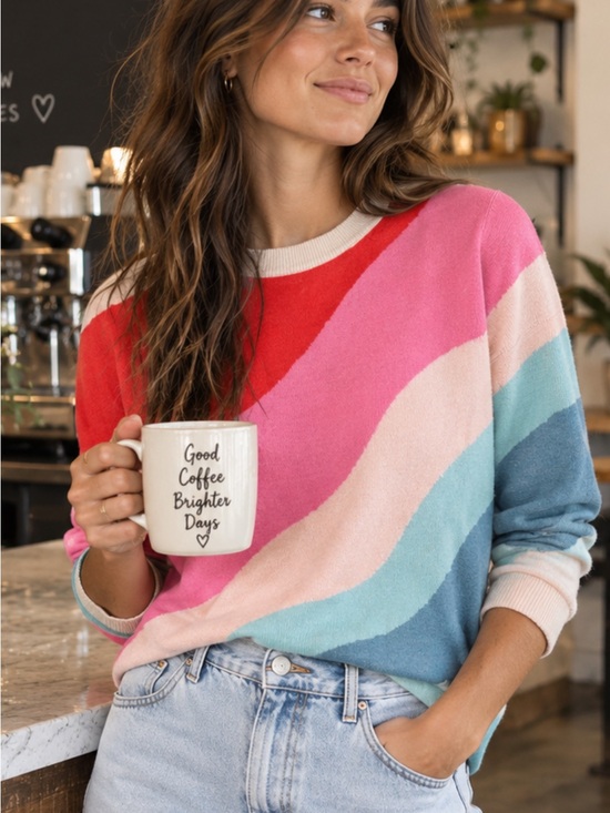 Marine Layer Sweaters - Marine Layer Icon Wave Cotton Crew Neck Sweater - MED